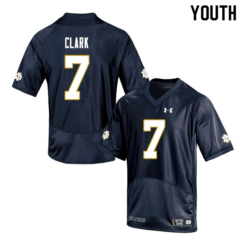 Youth #7 Brendon Clark Notre Dame Fighting Irish College Football Jerseys Sale-Navy - Click Image to Close